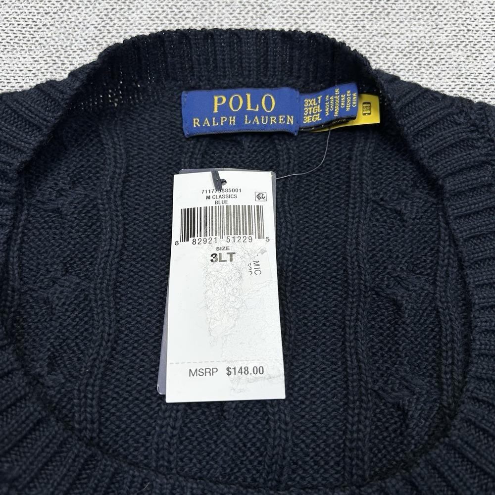 Polo Ralph Lauren Men's 3XLT Pullover CABLE Knit Sweater PONY NWT $148 Preppy - Picture 3 of 7
